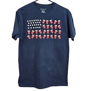 Walnut & 39th Silo Cups and Ping Pong Balls American Flag Short Sleeve Tee Med